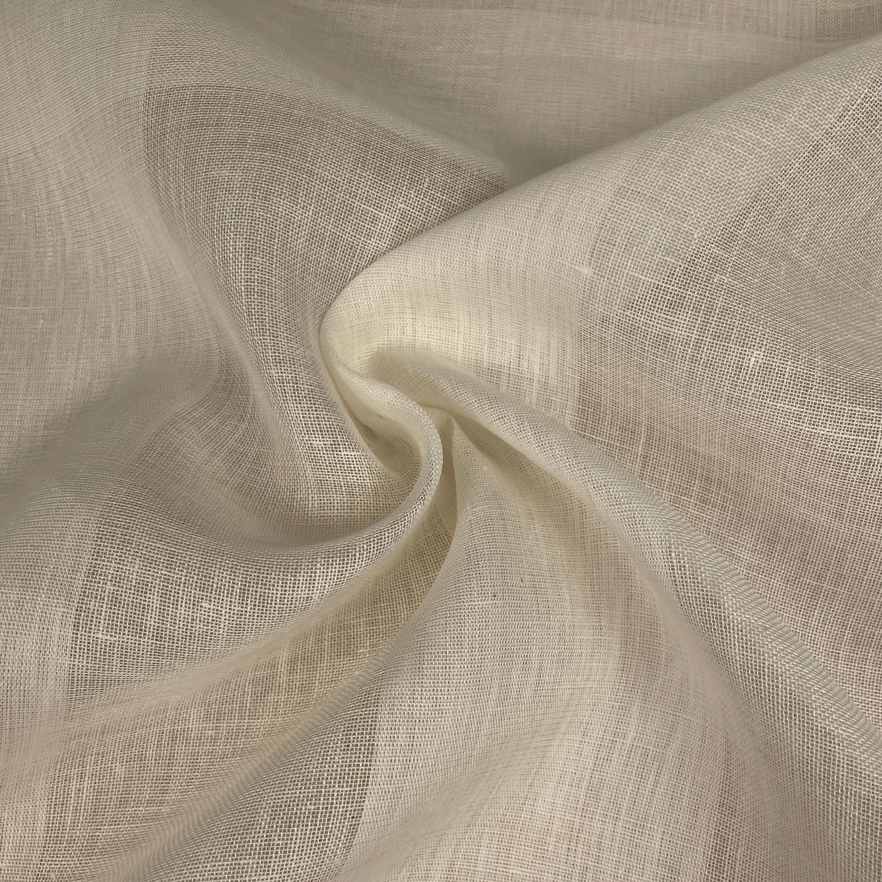 100% Linen Lightweight Checkered Fabric by the Yard -4 oz Apparel & Curtain Fabric, Soft and Breathable