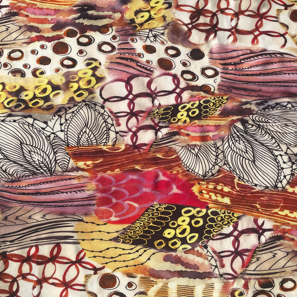100% Silk Lightweight Japanese Jewelry Patterned Chiffon Fabric by the ...