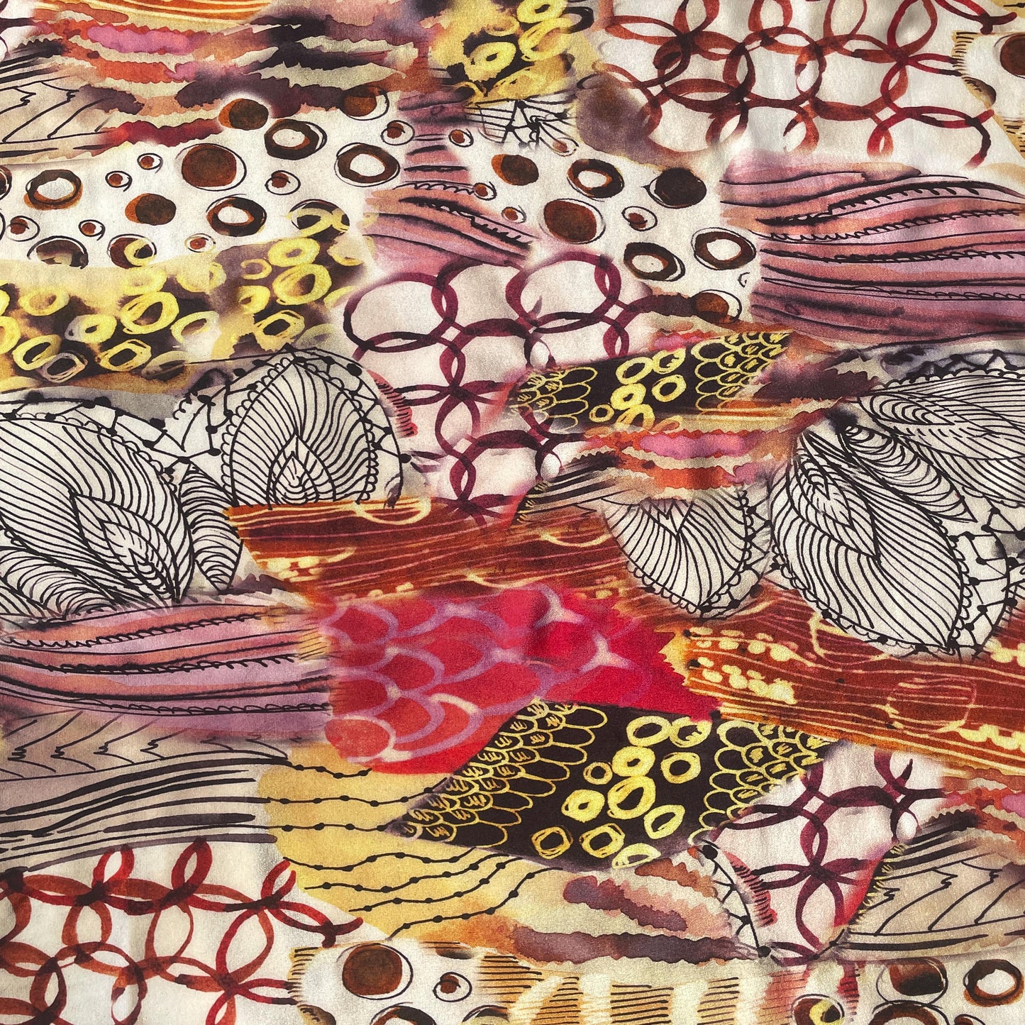 100% Silk Lightweight Japanese Jewelry Patterned Chiffon Fabric by the Yard - Soft and Breathable Fabric for Sewing, Crafts, and Dressmaking