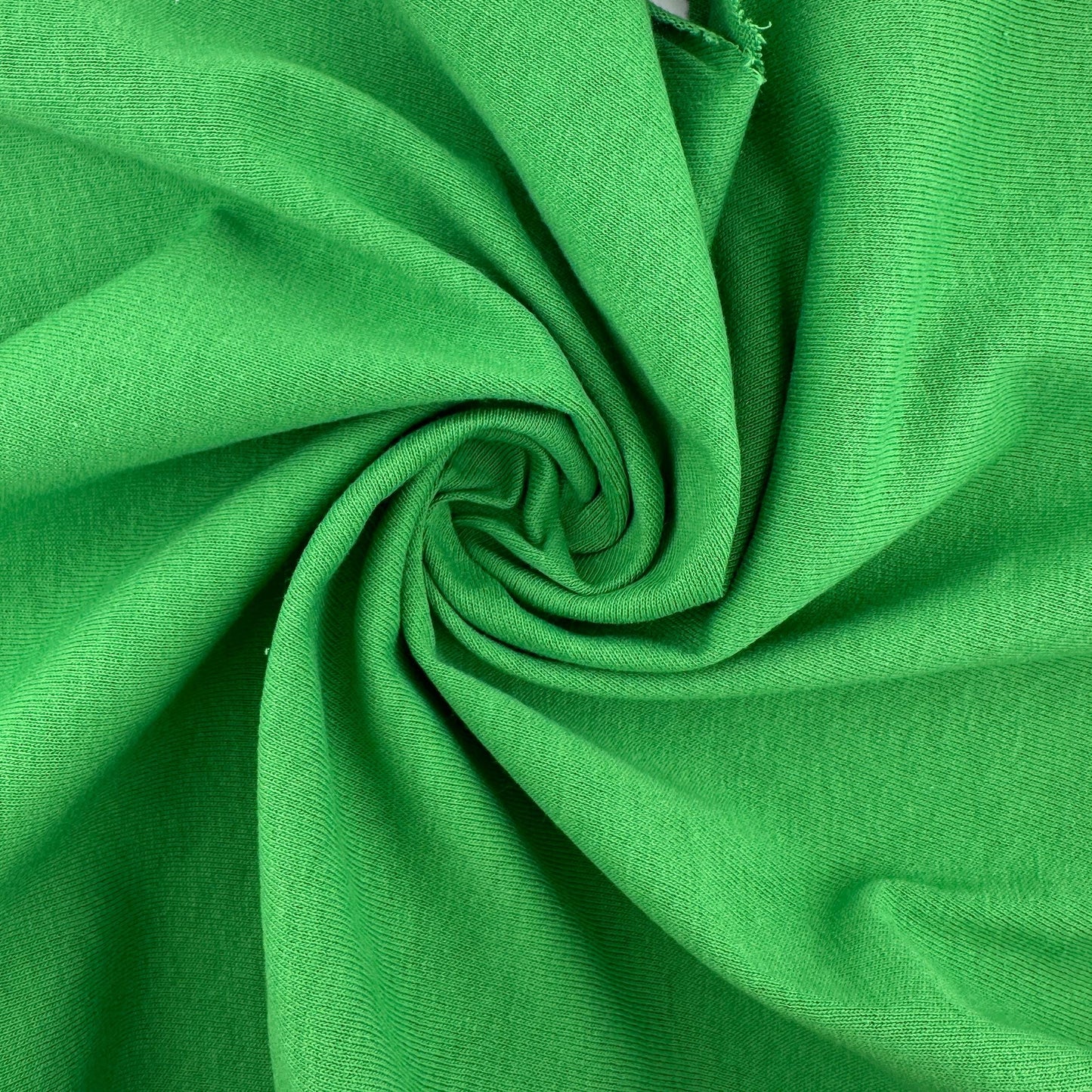 Heavy French Terry Cotton Fabric – Lawn Green 9 oz | Soft Jersey Waffle Thermal 5% Spandex by the Yard