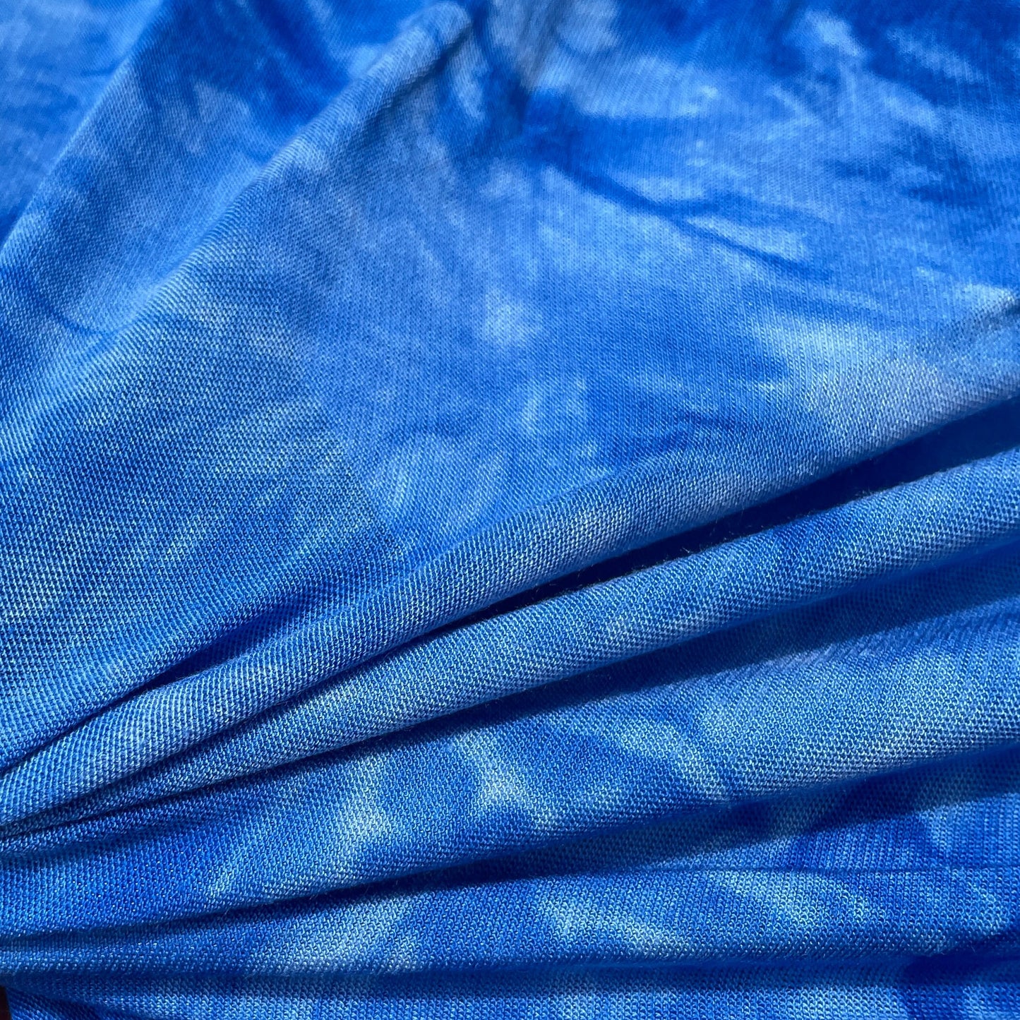 Bamboo Spandex Jersey Knit Royal Blue & White Cloud Tie Dye Splash 60" Eco-Friendly Fabric By The Yard