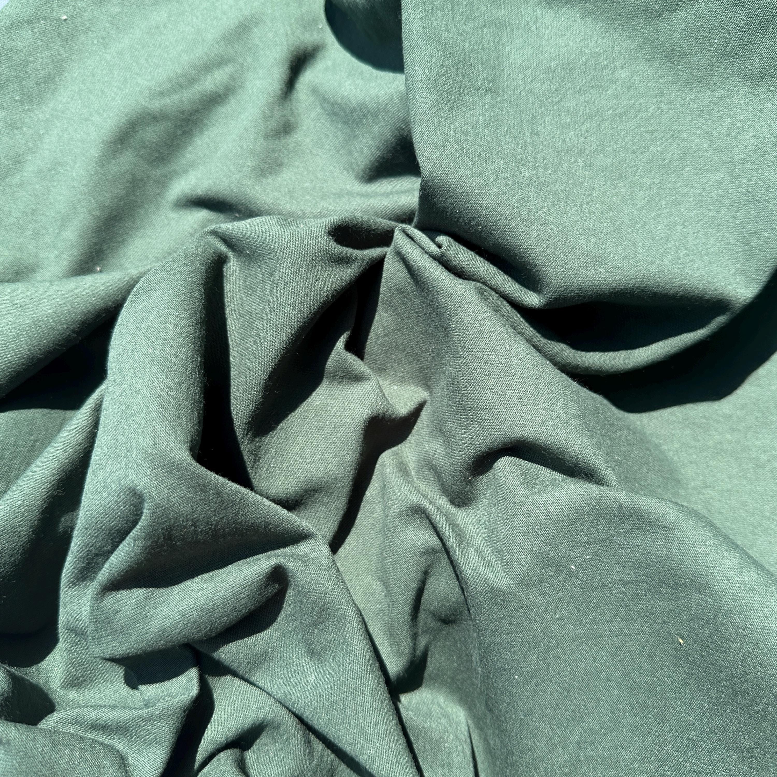 100% Cotton Jersey Hunter Green Knit Medium-Heavy Weight Eco-Friendly Fabric By The Yard 60"