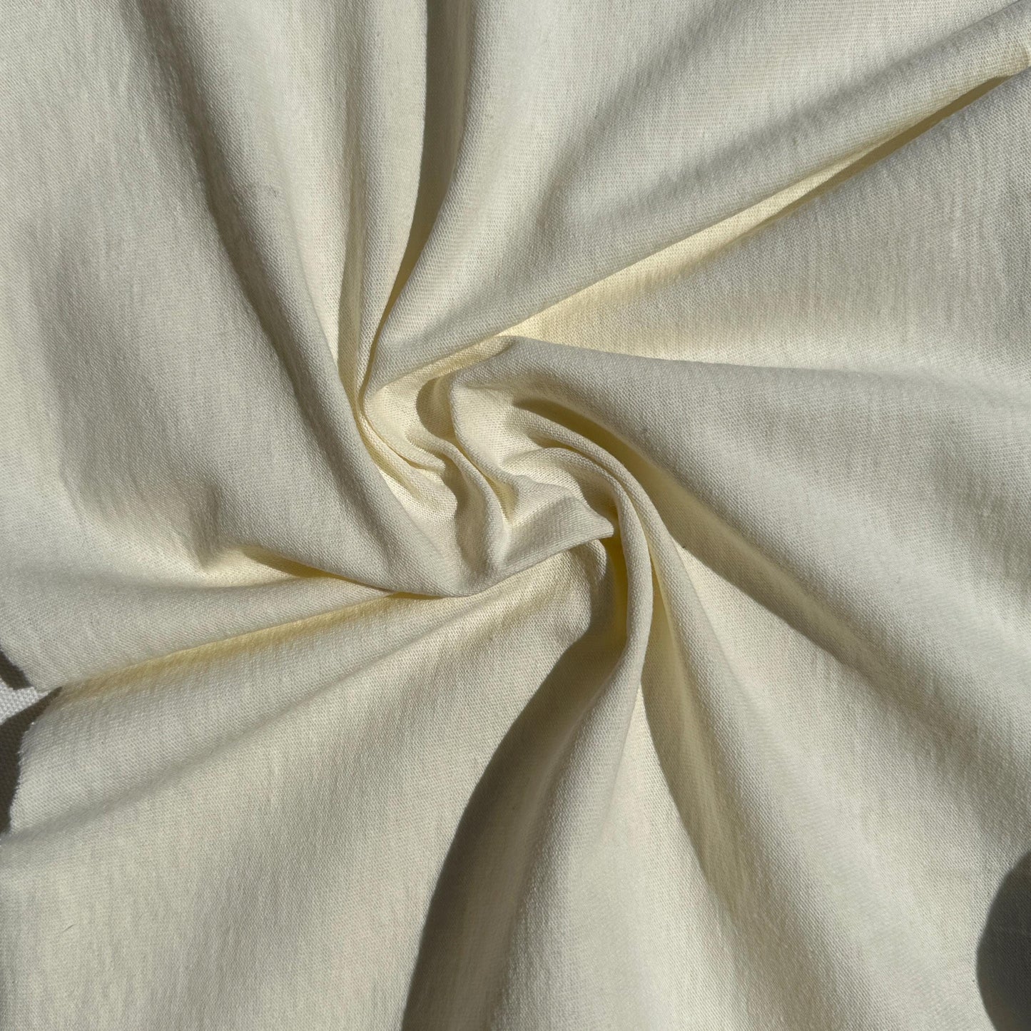 100% Cotton Jersey Cream Knit Medium-Heavy Weight Eco-Friendly Fabric By The Yard 60"