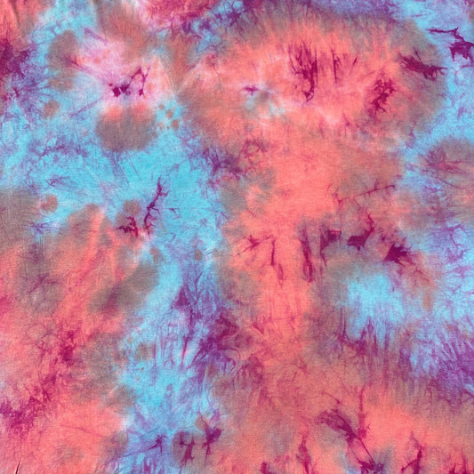 Bamboo Spandex Coral/Fuchsia Tie Dye Lycra Jersey Knit Fabric By the Yard 60""