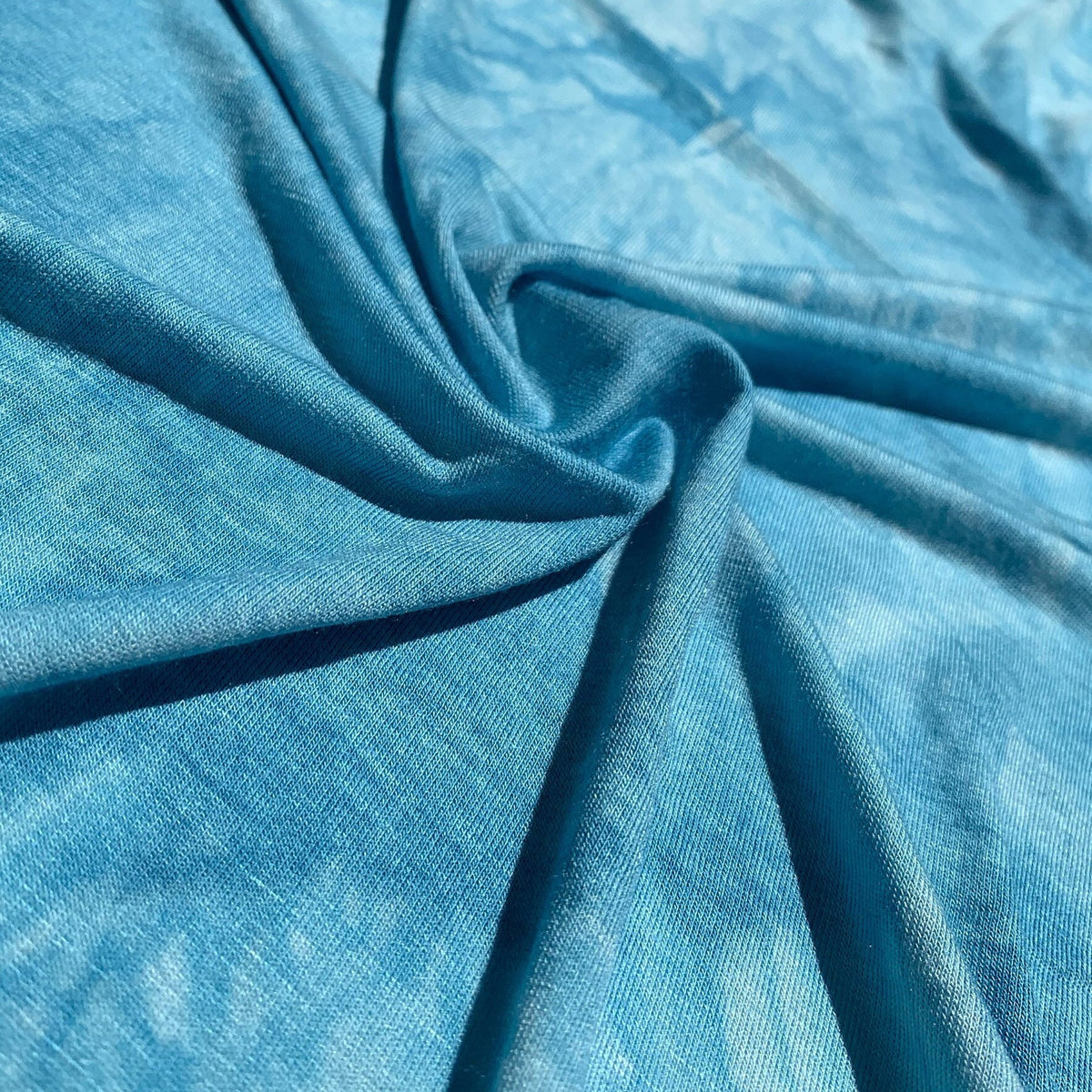 Bamboo Sky Blue & White Tie Dye Splash Spandex Jersey Knit 60