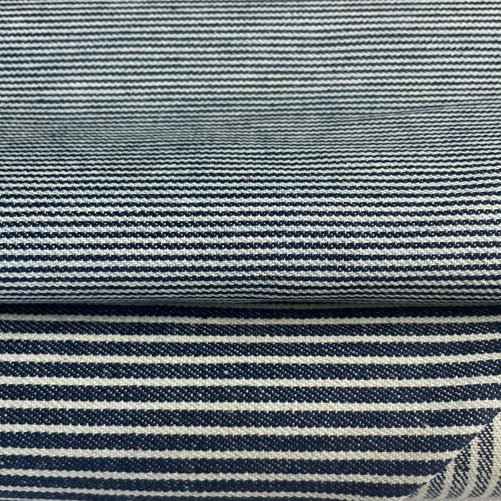 100% Cotton Denim Indigo Blue Railroad Striped Pattern Fabric By The Yard