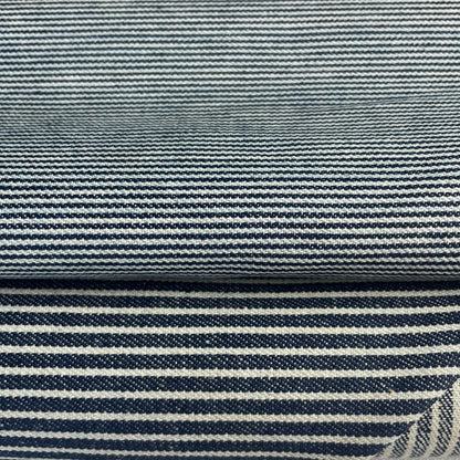 100% Cotton Denim Indigo Blue Railroad Striped Pattern Fabric By The Yard