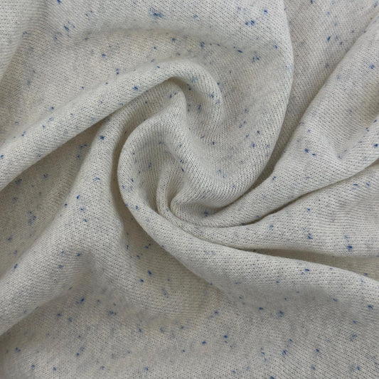 Oatmeal Gray Blue Speckled French Terry  15 Oz French Terry Sweatshirt Fabric By The Yard/ Matching Rib