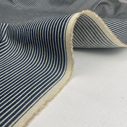 100% Cotton Denim Indigo Blue Striped Pattern Fabric By The Yard