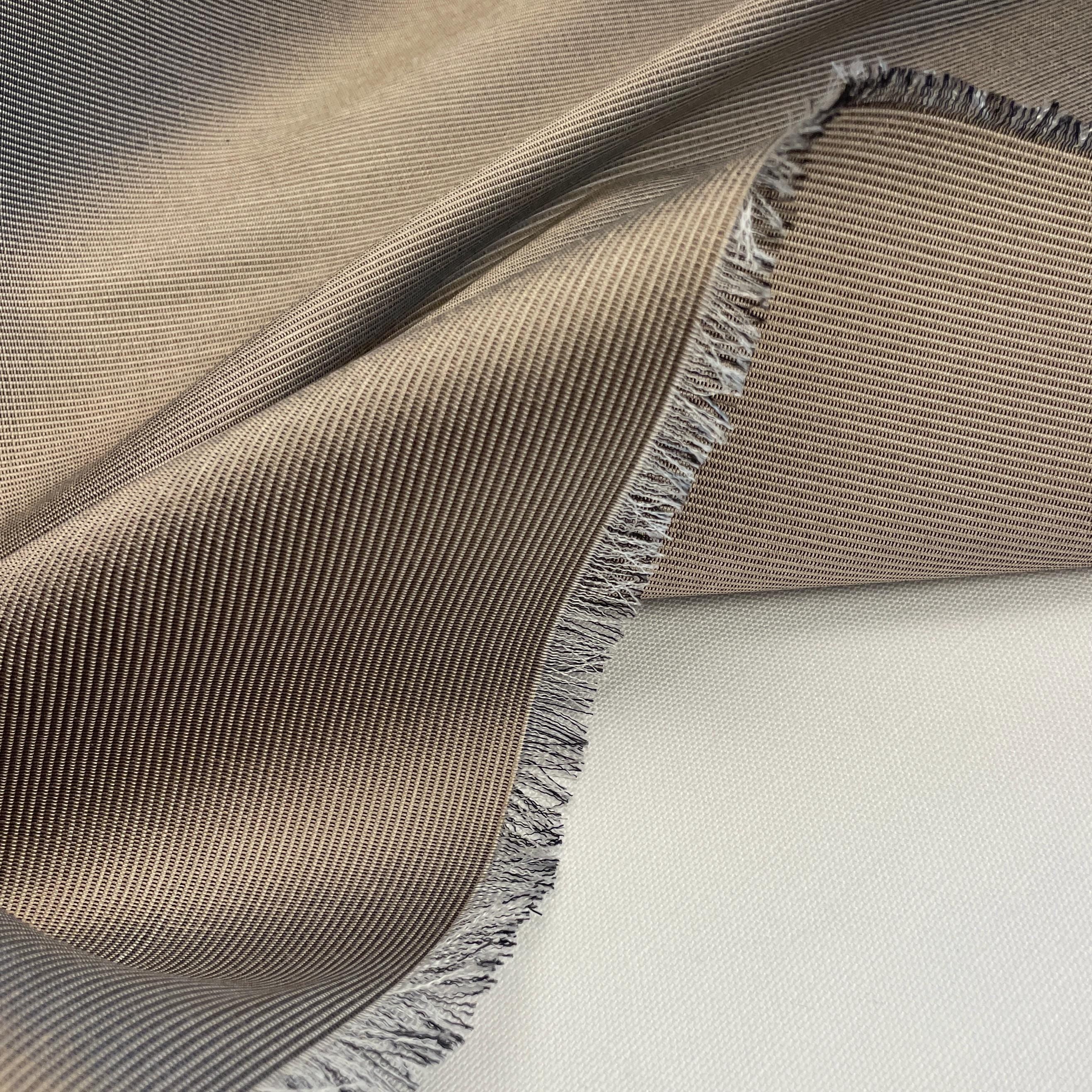 100% Silk Lightweight Brown Striped Silk Fabric by the Yard - Luxury Material for Sewing, Dressmaking, and Crafts