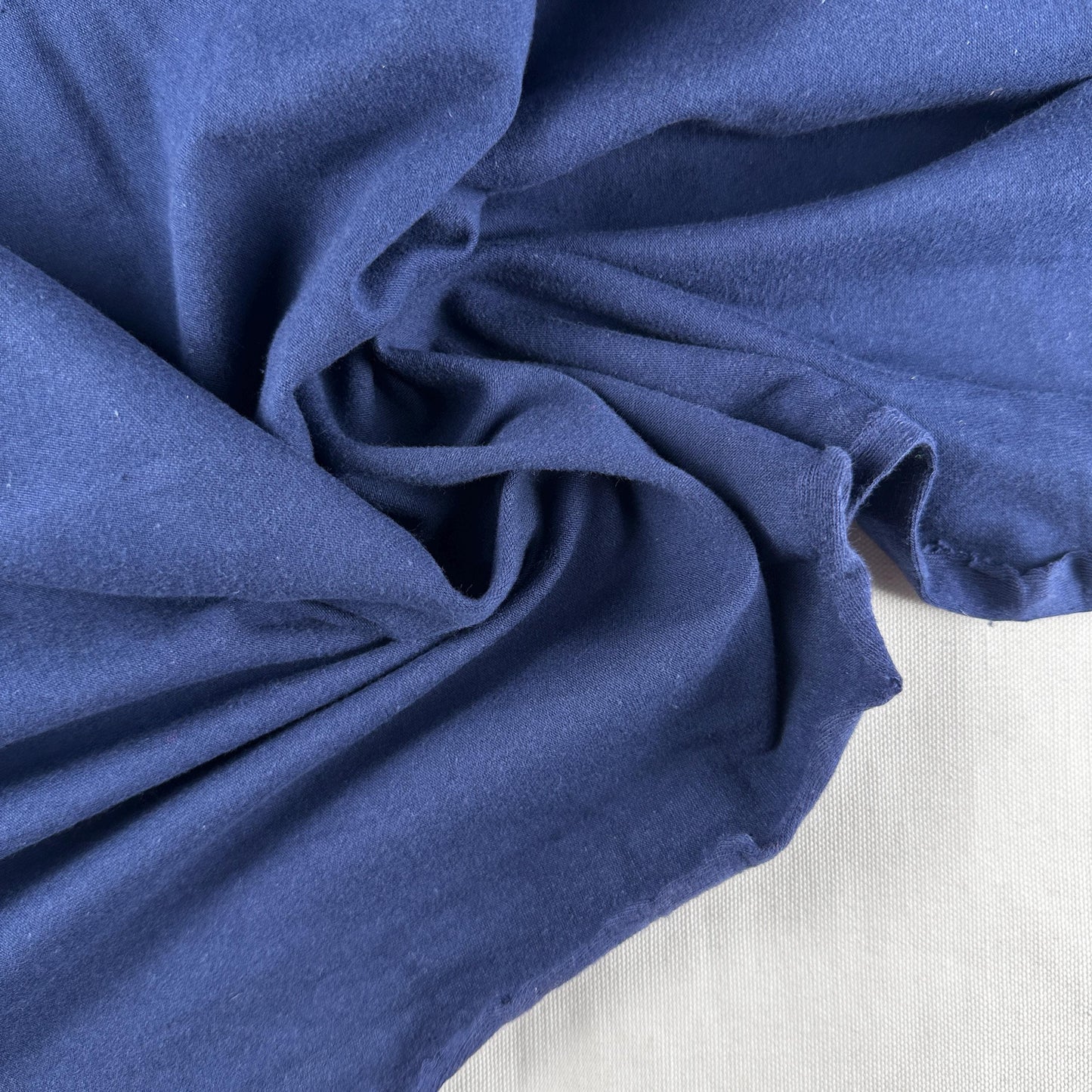 Navy Cotton Jersey Spandex 10 oz Medium Weight Eco-Friendly Sustainable Fabric By the Yard