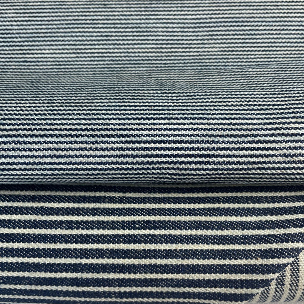 100% Cotton Denim Indigo Blue Railroad Striped Pattern Fabric By The Yard