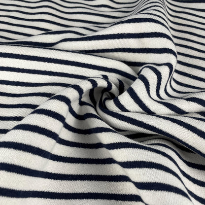 Cotton Fleece Striped White and Black | 15 Oz/340 GSM French Terry Sweatshirt Fabric By The Yard