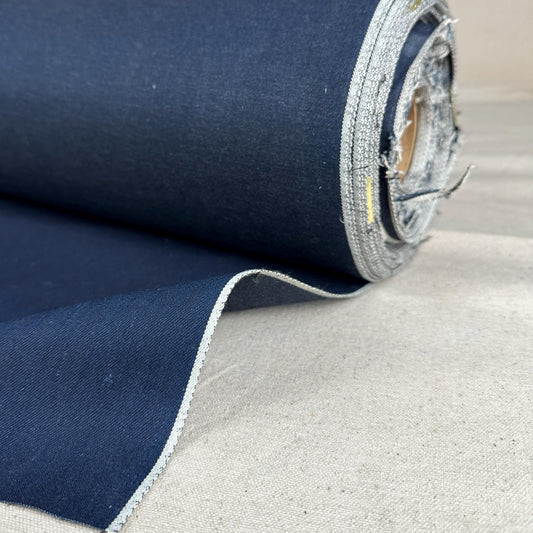 Selvedge Japanese Dark Navy Blue Denim  | Woven Fabric by the Yard | 375 GSM/11 oz Denim | Textured Denim for Jeans, Jackets & Shirts
