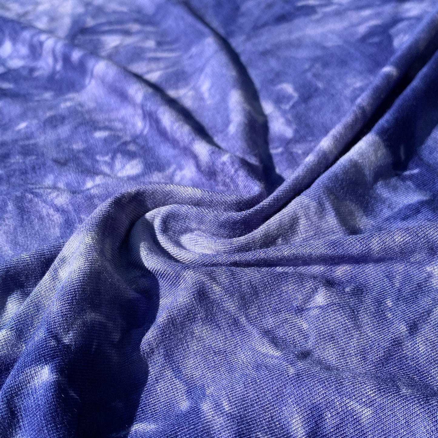 Bamboo Denim Blue Cloud Tie Dye Splash Spandex Jersey Knit 60" Eco-Friendly Fabric By The Yard
