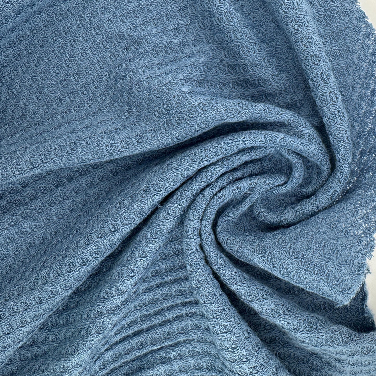 Blue Brushed Waffle Thermal Fabric – Air Force Blue 9 oz | Soft Waffle Knit 5% Spandex by the Yard