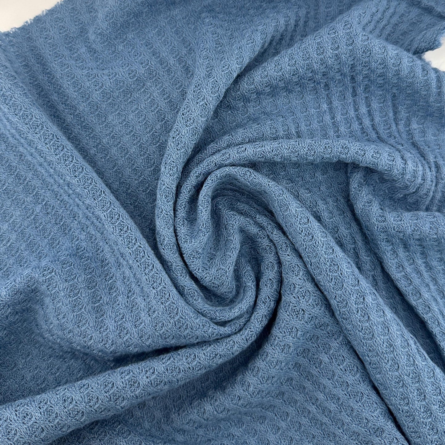 Blue Brushed Waffle Thermal Fabric – Air Force Blue 9 oz | Soft Waffle Knit 5% Spandex by the Yard