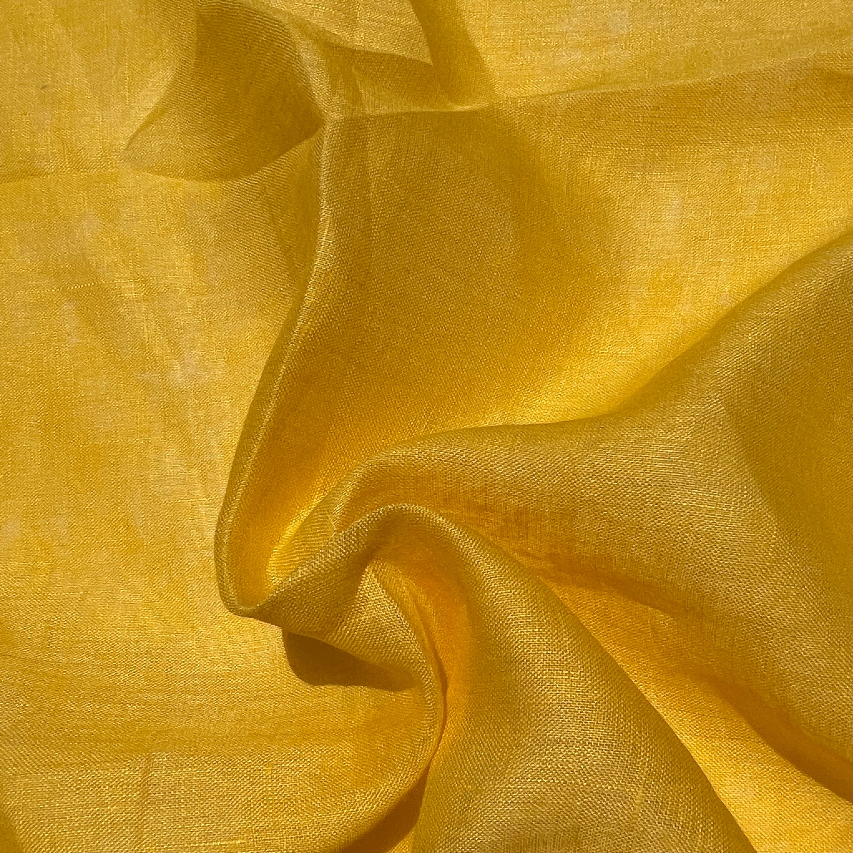 100% Linen 5.5 Oz Yellow Woven Fabric By The Yard