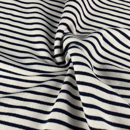 Cotton Fleece Striped White and Black | 15 Oz/340 GSM French Terry Sweatshirt Fabric By The Yard