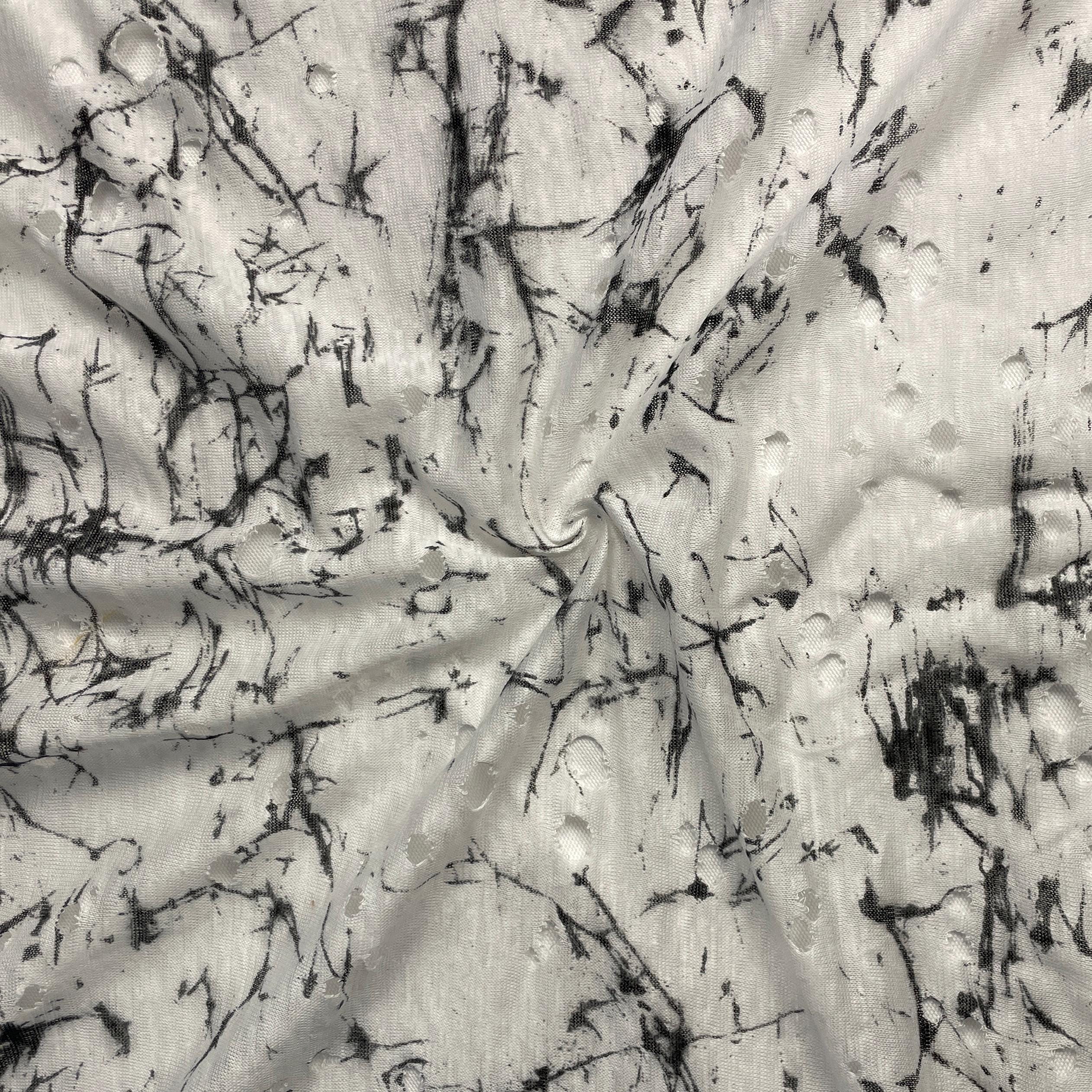 100% Linen Jersey Knit Fabric by the Yard | 60” Japanese Pattern with Holes, Eco-Friendly Material