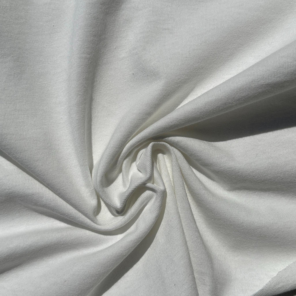 100% Cotton Jersey White Knit Medium-Heavy Weight Eco-Friendly Fabric By The Yard 60"