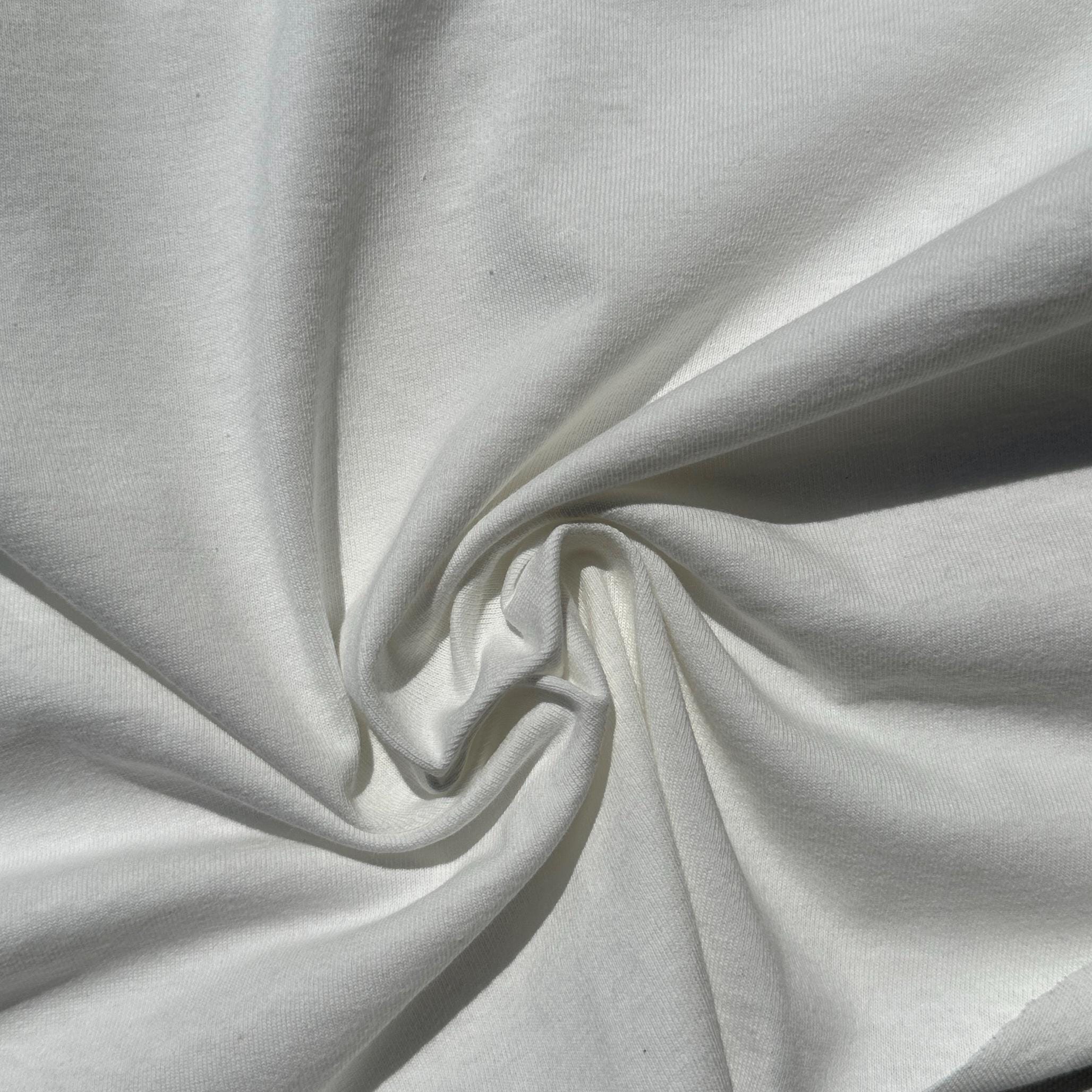 100% Cotton Jersey White Knit Medium-Heavy Weight Eco-Friendly Fabric By The Yard 60"