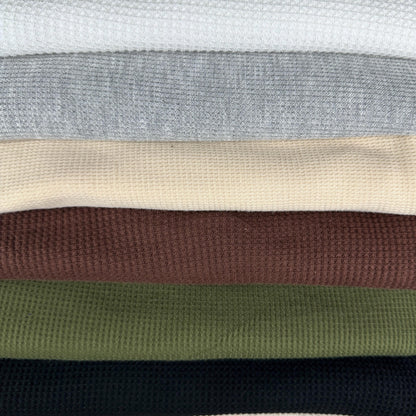Cotton Waffle Thermal Fabric | Soft Waffle Knit Fabric by the Yard