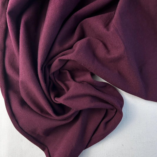 Maroon Cotton Jersey Spandex 10 oz Medium Weight Eco-Friendly Sustainable Fabric By the Yard
