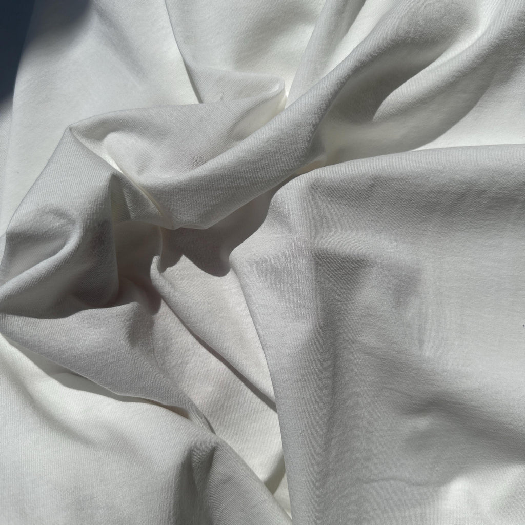 100% Cotton Jersey White Knit Medium-Heavy Weight Eco-Friendly Fabric By The Yard 60"