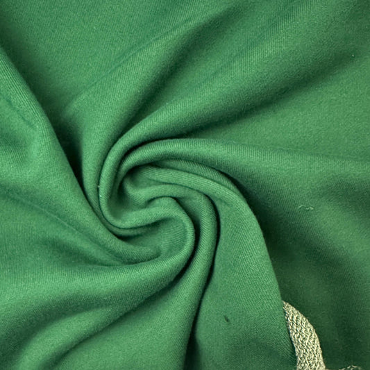 Heavy Cotton French Terry Kelly Green Knit With Matching Jersey and Rib | 450 GSM/22 Oz French Terry Heavy Sweatshirt Fabric By The Yard