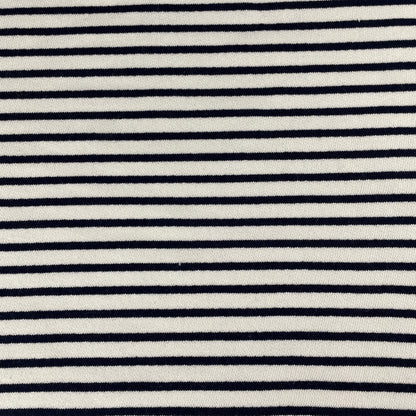 Cotton Fleece Striped White and Black | 15 Oz/340 GSM French Terry Sweatshirt Fabric By The Yard