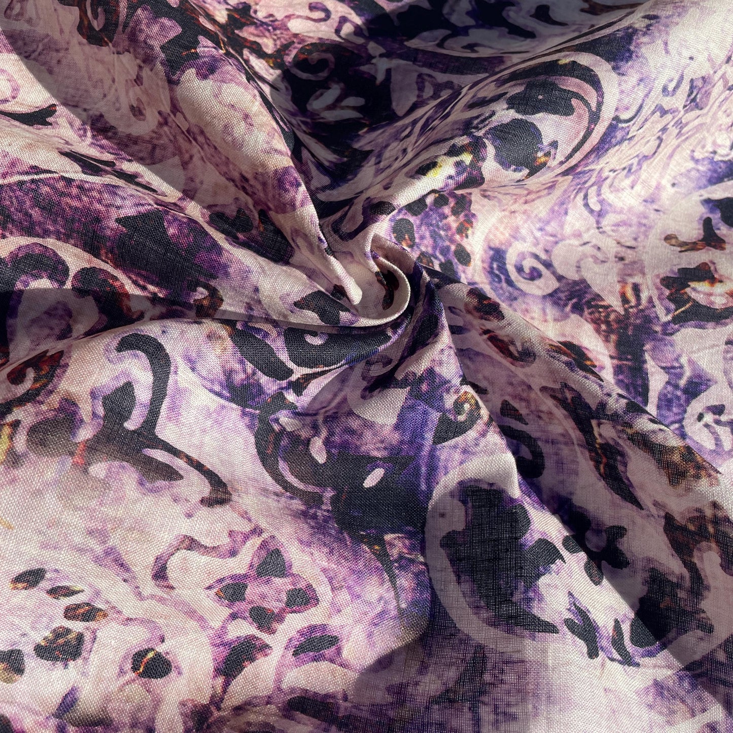 100% Linen Lightweight Japanese Purple Patterned Voile by the Yard - Soft and Breathable Fabric for Sewing, Crafts, and Dressmaking