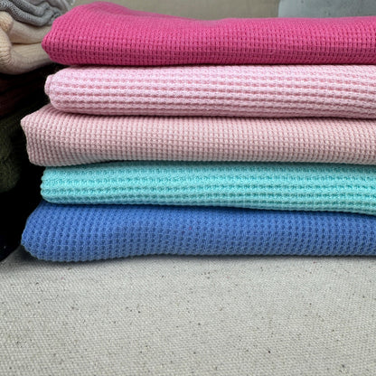 Cotton Waffle Thermal Fabric | Soft Waffle Knit Fabric by the Yard