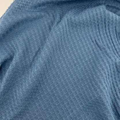 Blue Brushed Waffle Thermal Fabric – Air Force Blue 9 oz | Soft Waffle Knit 5% Spandex by the Yard