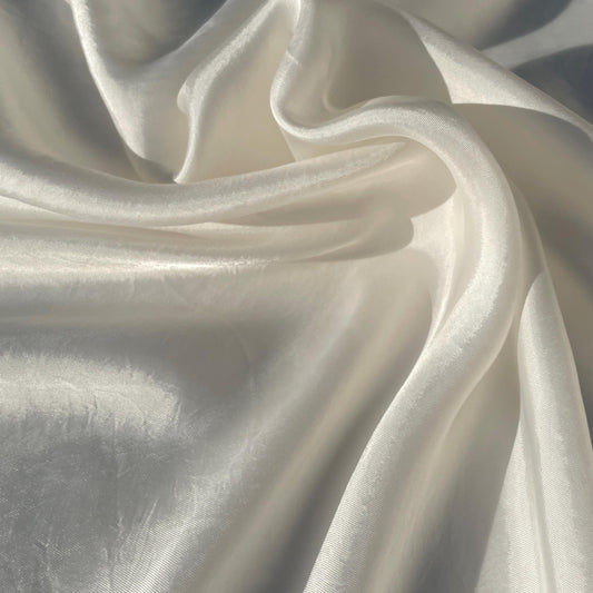 White Bemburg Satin Silk-like Fabric by the Yard - Luxury Material for Sewing, Dressmaking, and Crafts