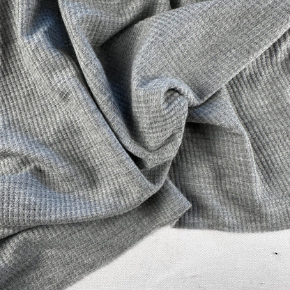 Cotton Brushed Thermal Fabric – Navy Blue 9 oz | Soft Waffle Knit 5% Spandex by the Yard