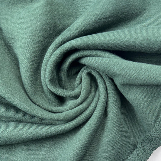 Heavy Cotton French Terry Hunter Green Knit With Matching Jersey and Rib | 450 GSM/22 Oz French Terry Heavy Sweatshirt Fabric By The Yard