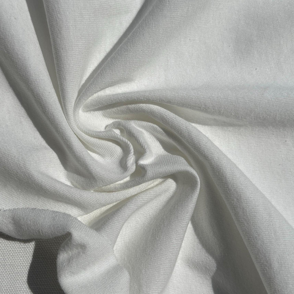 100% Cotton Jersey White Knit Medium-Heavy Weight Eco-Friendly Fabric By The Yard 60"