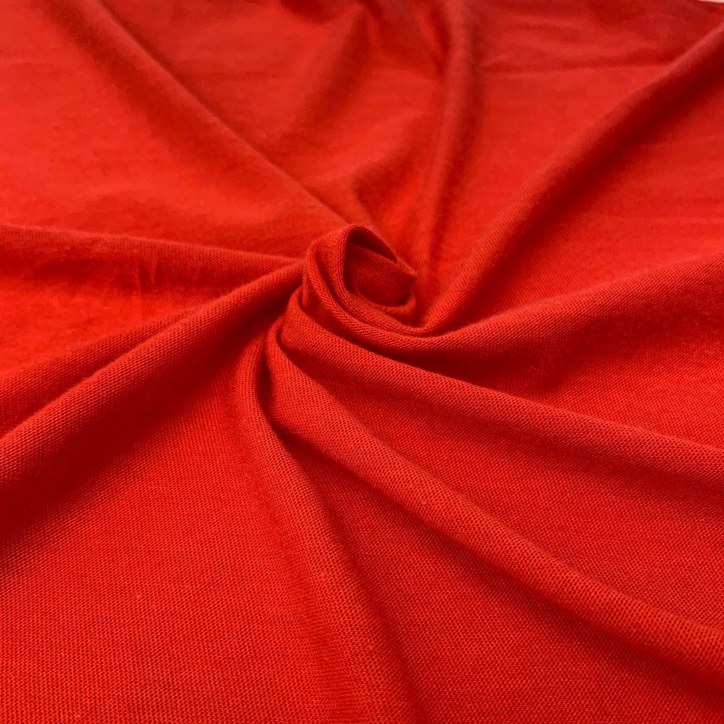 Cotton Red Orange Jersey Knit 100% Fabric By the Yard 58"