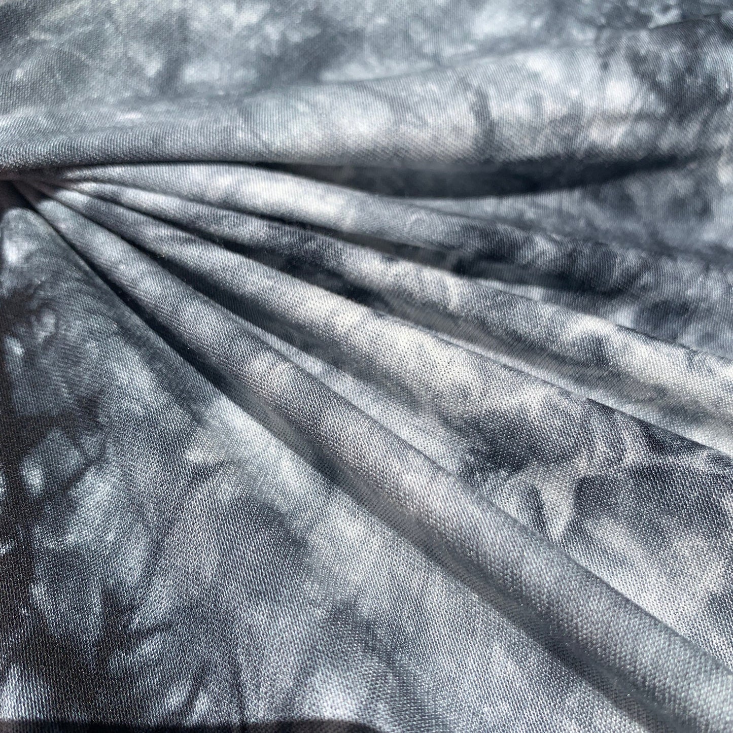 Bamboo Charcoal Black & White Tie Dye Splash Spandex Jersey Knit 60" Eco-Friendly Fabric By The Yard for Face Mask