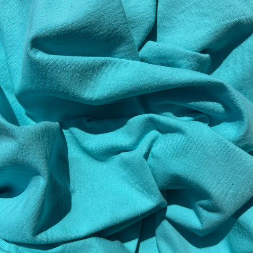 100% Cotton Jersey Aqua Blue Knit Medium-Heavy Weight Eco-Friendly Fabric By The Yard 60"
