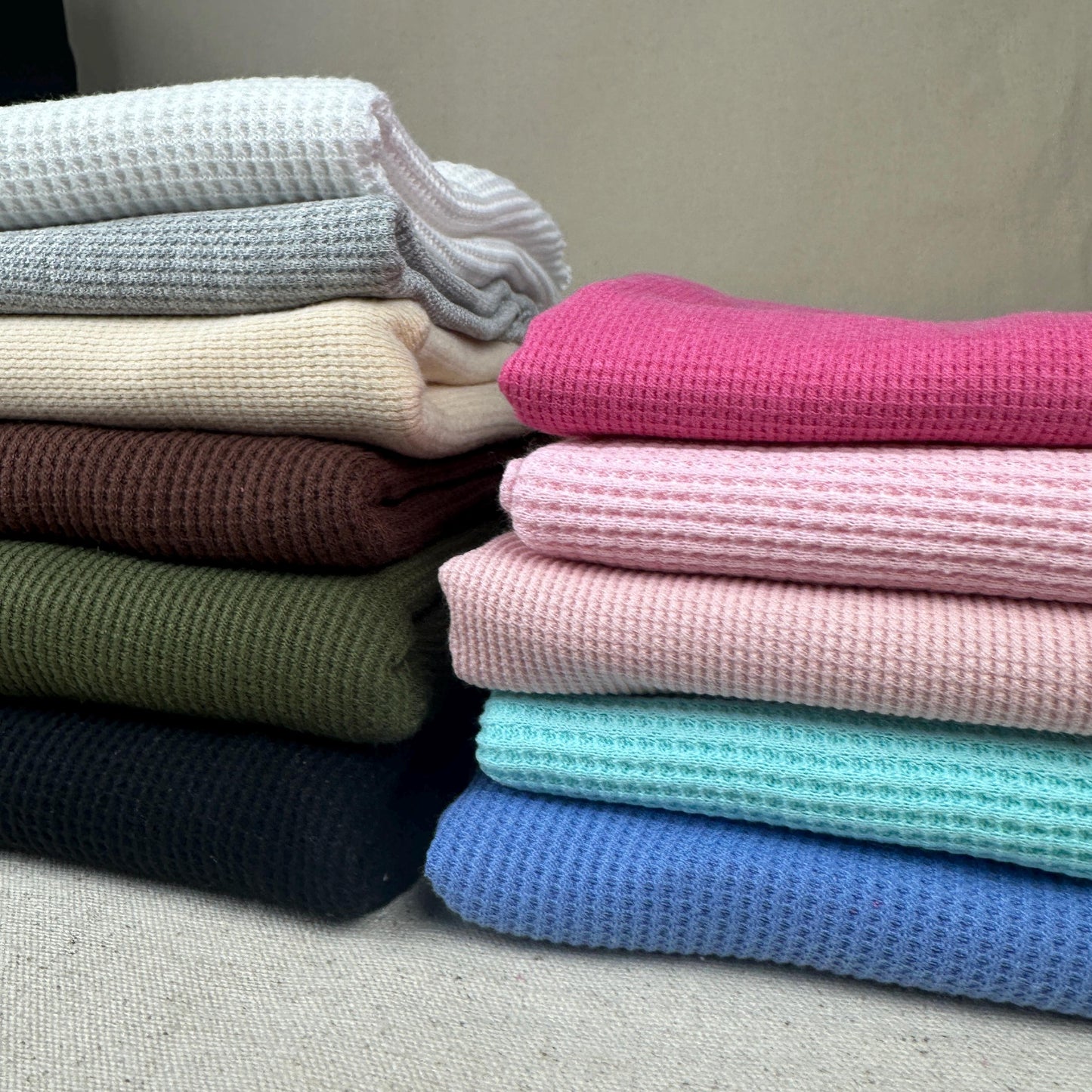 Cotton Waffle Thermal Fabric | Soft Waffle Knit Fabric by the Yard