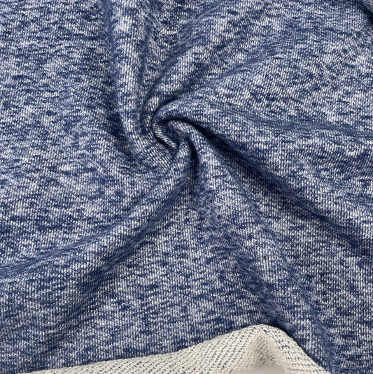 Heavy Cotton French Terry Blue Acid Wash| 15 Oz French Terry Heavy Sweatshirt Fabric By The Yard
