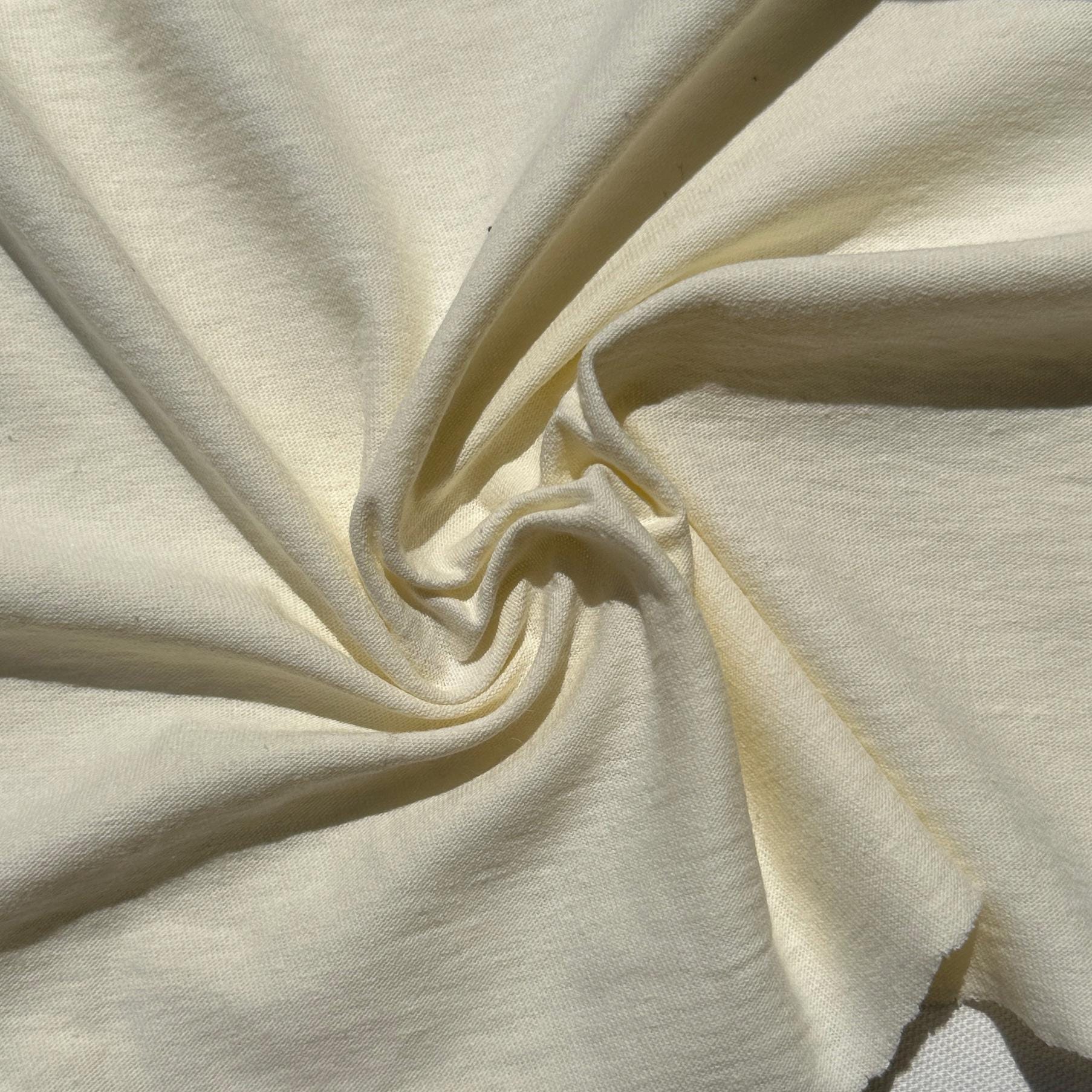100% Cotton Jersey Cream Knit Medium-Heavy Weight Eco-Friendly Fabric By The Yard 60"