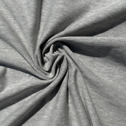 100% Cotton Jersey Heather Gray Knit Medium-Heavy Weight Eco-Friendly Fabric By The Yard 60"