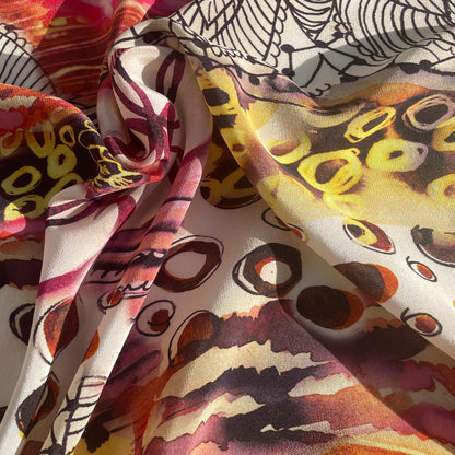 100% Silk Lightweight Japanese Jewelry Patterned Chiffon Fabric by the Yard - Soft and Breathable Fabric for Sewing, Crafts, and Dressmaking