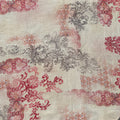 100% Lightweight Linen Voile Cream, Red Japanese Patterned Floral by the Yard - Fabric for Sewing, Crafts, and Dressmaking.