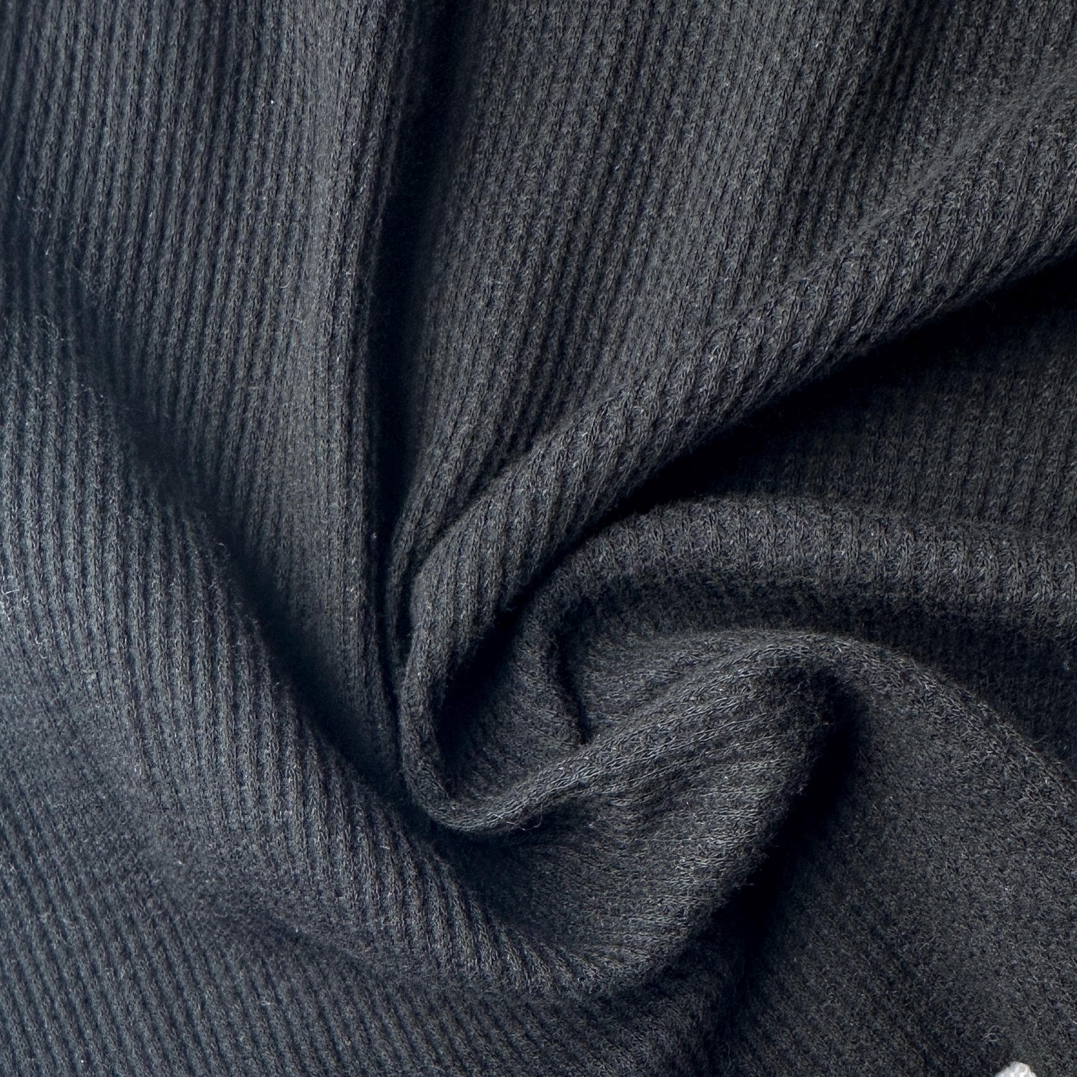Cotton Baby Thermal Fabric – Black 9 oz | Soft Waffle Knit 5% Spandex by the Yard
