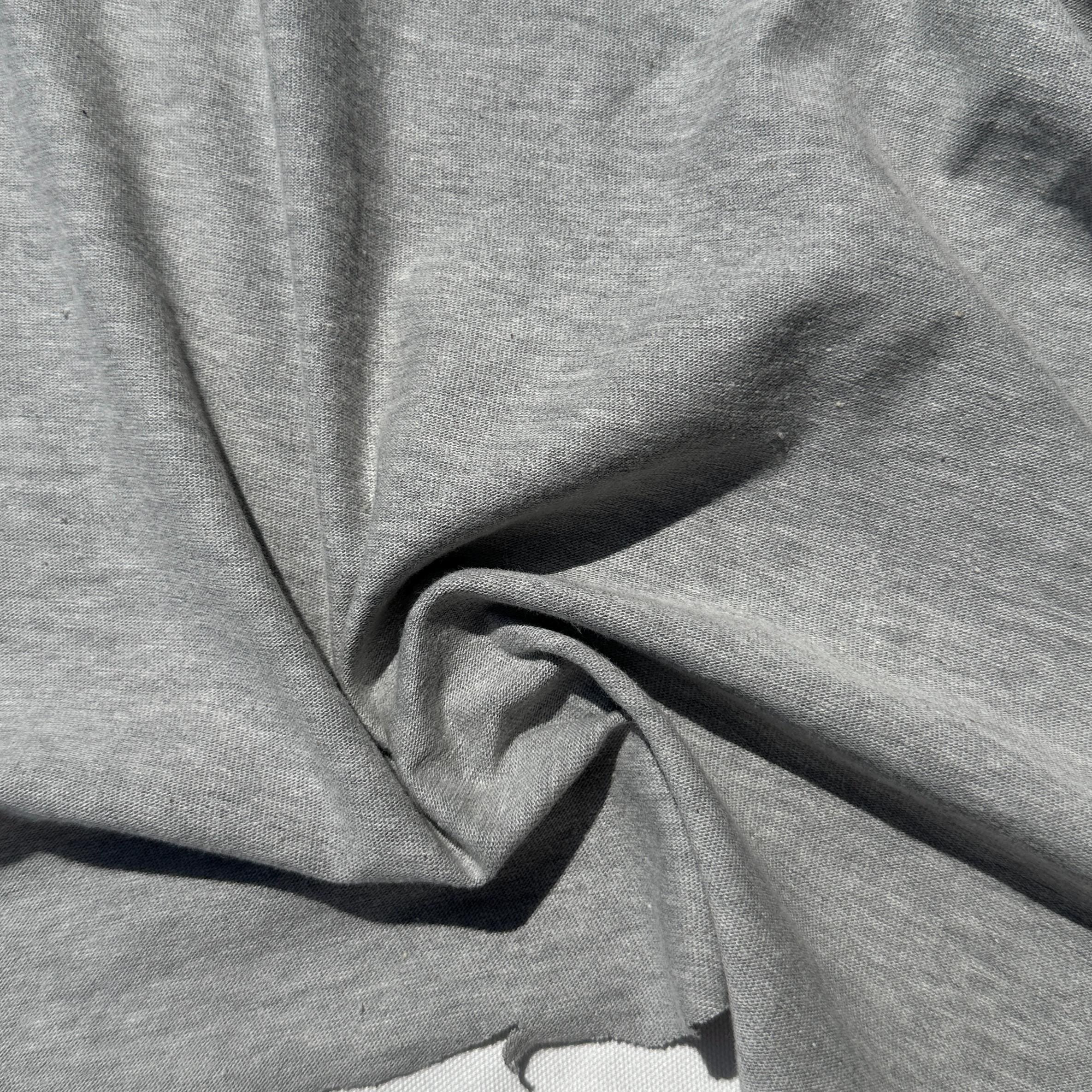 100% Cotton Jersey Heather Gray Knit Medium-Heavy Weight Eco-Friendly Fabric By The Yard 60"