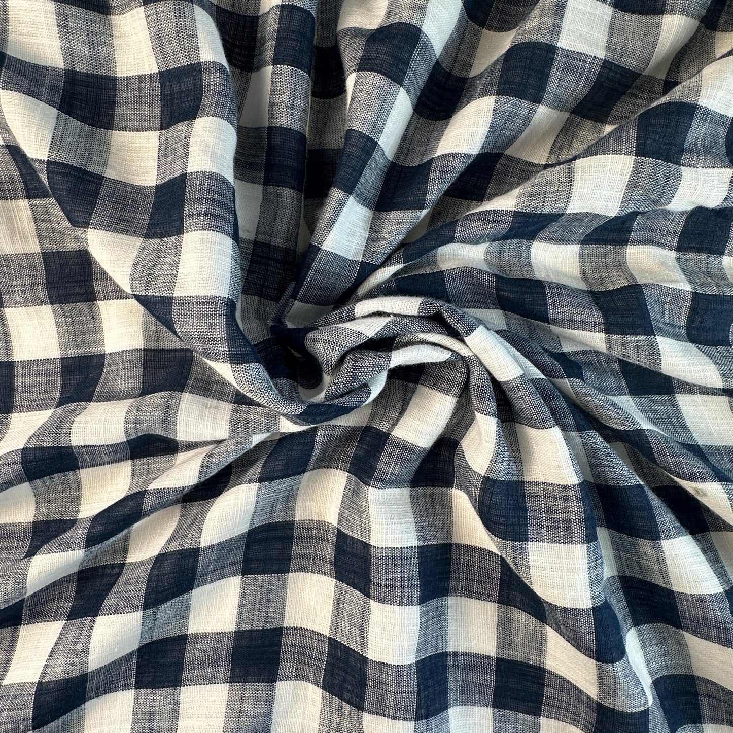 Checkered Cotton Double Gauze Blue and White Fabric by the Yard – Soft, Breathable, Lightweight, Perfect for Apparel & DIY Projects